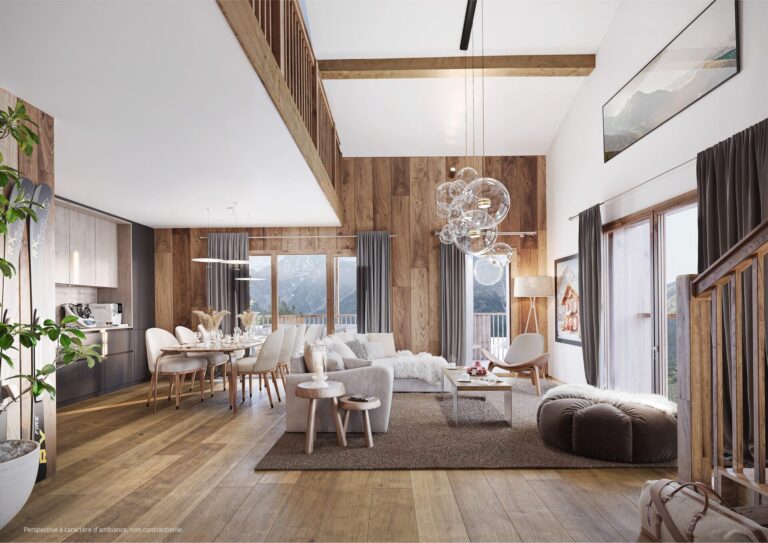 Perspective intérieur appartement montagne